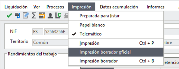borrador oficial